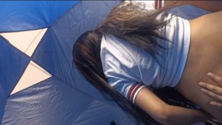 STUDENTS FUCKING IN THE TENT, schoolgirl fucking on the excursion!! 😱🤤